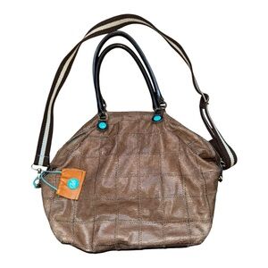 Gabs Tan Pebble Leather G3 Crossbody Tote Bag Convertible Snaps Italy Boho‎